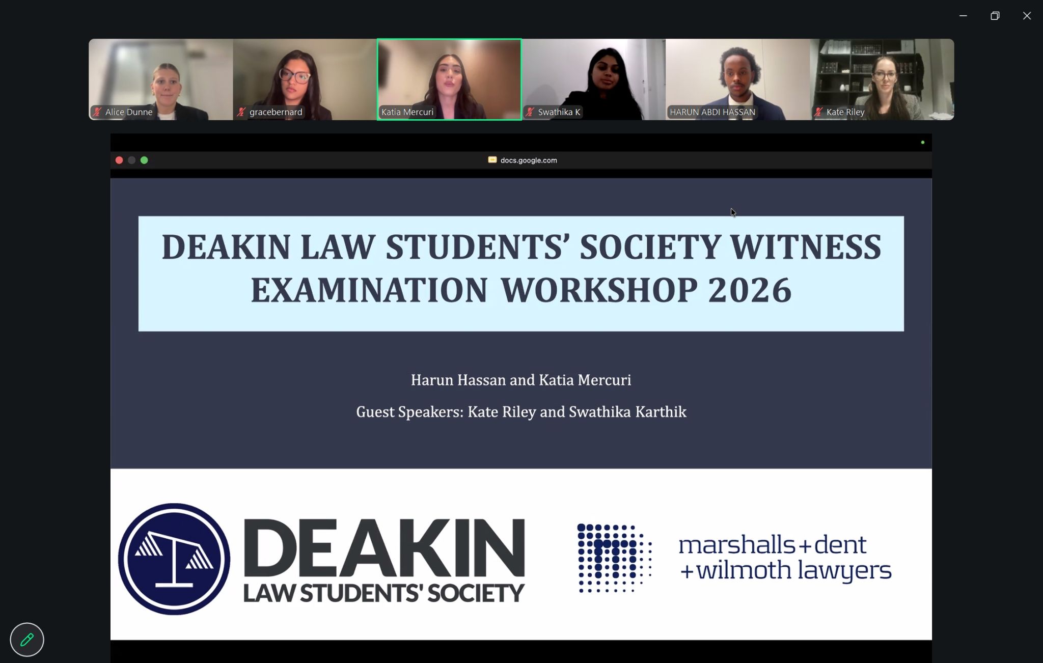 MDW x Deakin Law Students’ Society Witness Examination Workshop